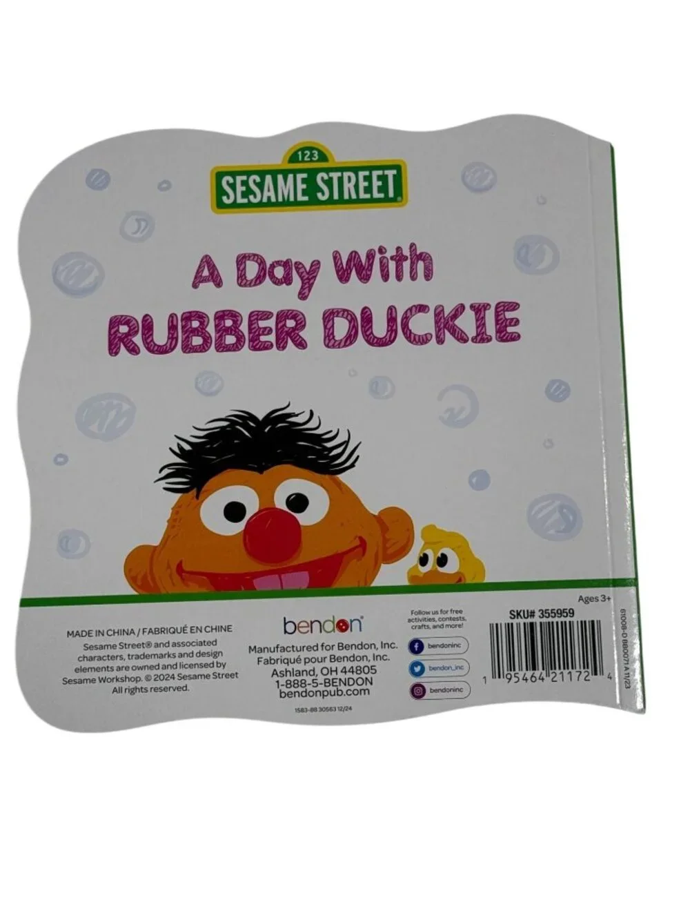 Sesame Street A Day With Rubber Duckie Ernie Board Book Bendon New